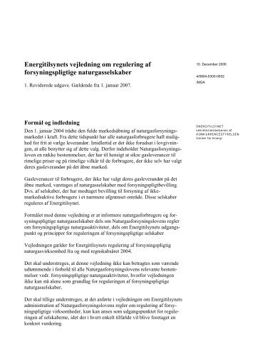 Energitilsynets vejledning om regulering af forsyningspligtige ...