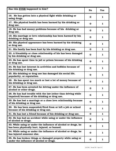 Inventory of Drug Use Consequences (InDUC-2L-SOm)