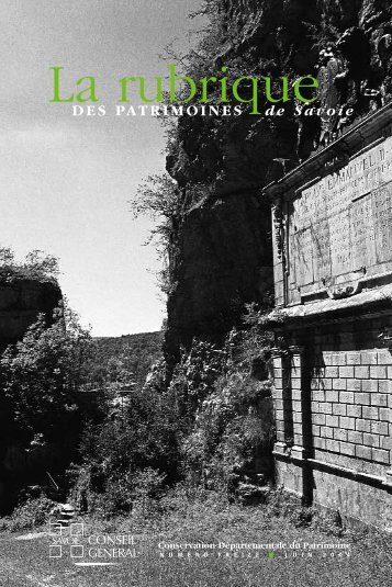 DES PATRIMOINES de Savoie - Conseil Général de Savoie