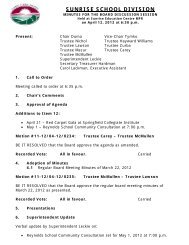 BOARD MEETING AGENDA WORKSHEET - Sunrise School Division