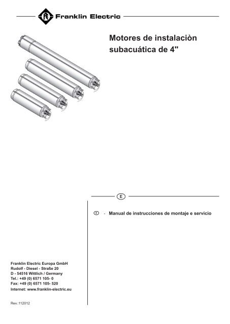 Motores de instalaciÃ²n subacuÃ¡tica de 4" - Franklin Electric Europa