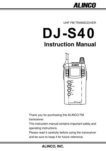 DJ-S40 Instruction Manual - Alinco