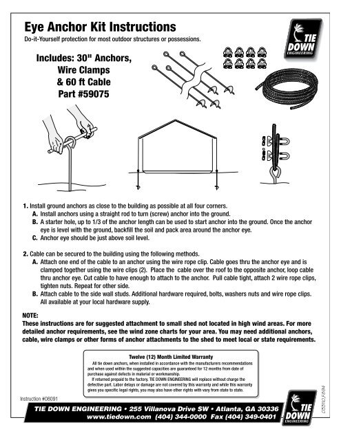 Eye Anchor Kit Instructions Tie Down Engineering