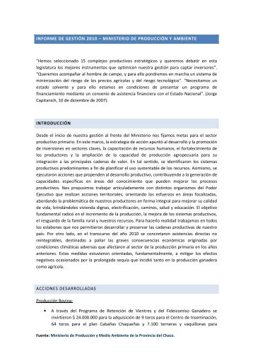 INFORME DE GESTIÓN 2010 - Ministerio de la Produccion ...