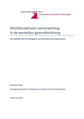 Multidisciplinaire samenwerking in de eerstelijns ... - Zuyd