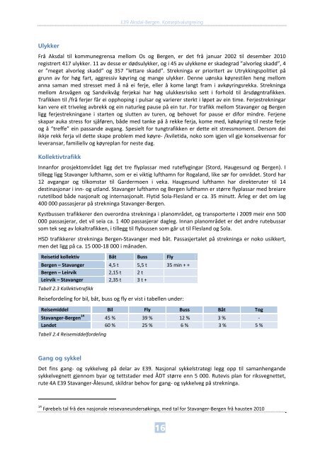 KVU E39 AksdalâBergen hovedrapport juni 2010 - Statens vegvesen