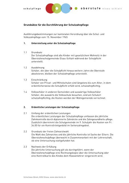 Reglement - Oberstufe Elsau-Schlatt