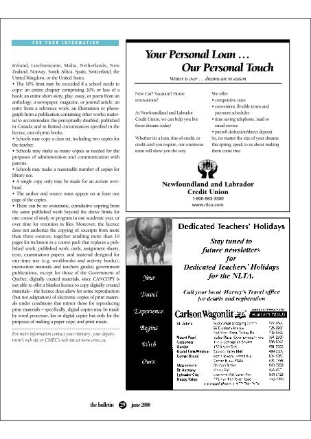 June/2000 - Newfoundland and Labrador Teachers' Association