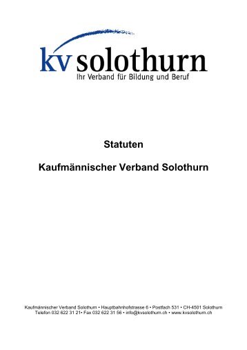 Statuten Kaufmännischer Verband Solothurn - KV Schweiz