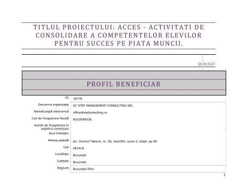 ACCES - Activitati de Consolidare a Competentelor Elevilor pentru ...