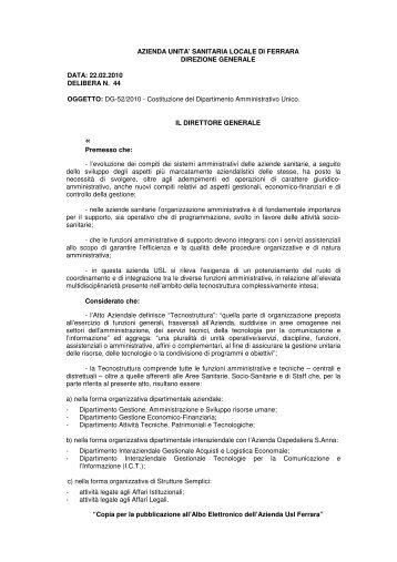 Delib_ 44_220210.pdf - Azienda USL di Ferrara