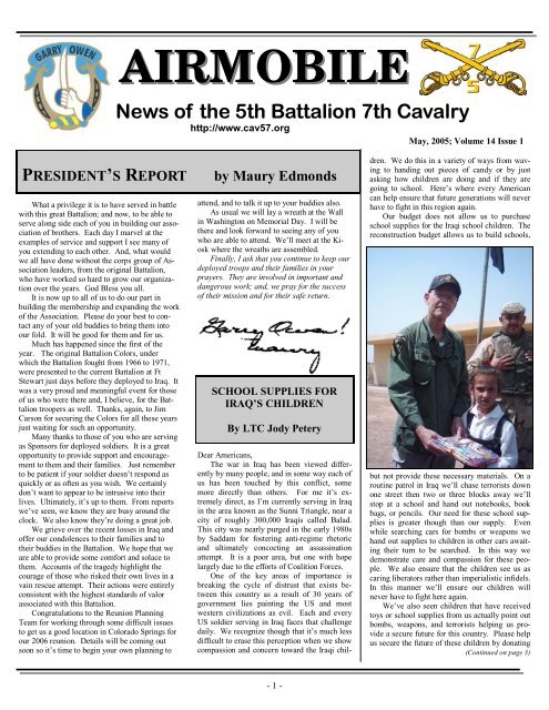 May 2005 - 5th Battalion 7th Cavalry Association