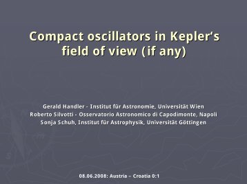 Compact oscillators in the Kepler FOV: Gerald Handler