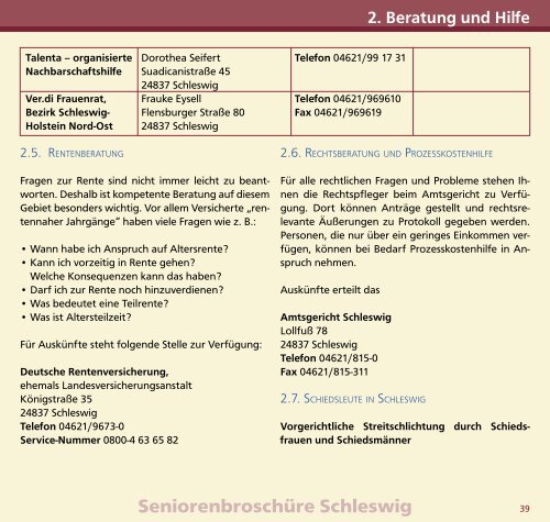 Seniorenbroschüre Schleswig - Sen-Info