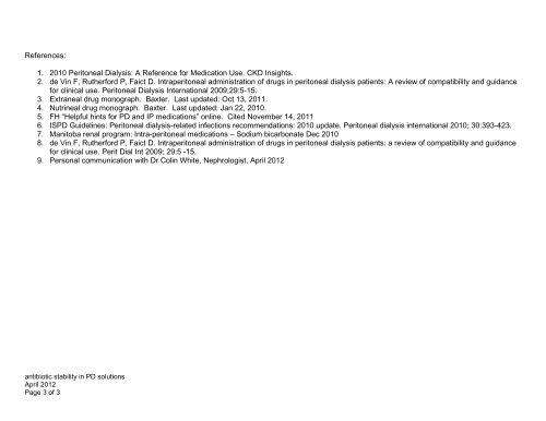 Vancomycin Compatibility Chart