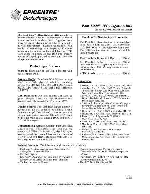 Protocol For Fast Linka A A Dna Ligation Kits Tebu Bio Protocol For Fast Linka A A Dna Ligation Kits Tebu Bio