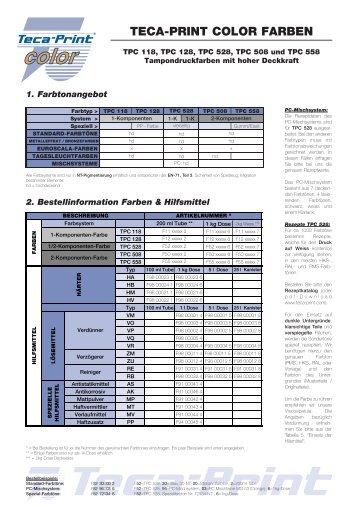TECA-PRINT COLOR FARBEN - Teca-Print AG