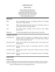 Curriculum Vitae - John Jay College Of Criminal Justice - CUNY