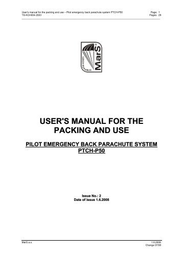 user's manual for the packing and use pilot emergency back ...