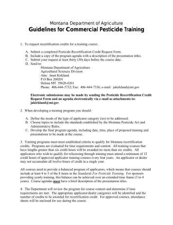 Guidelines for Commercial Pesticide Training - Montana Department ...