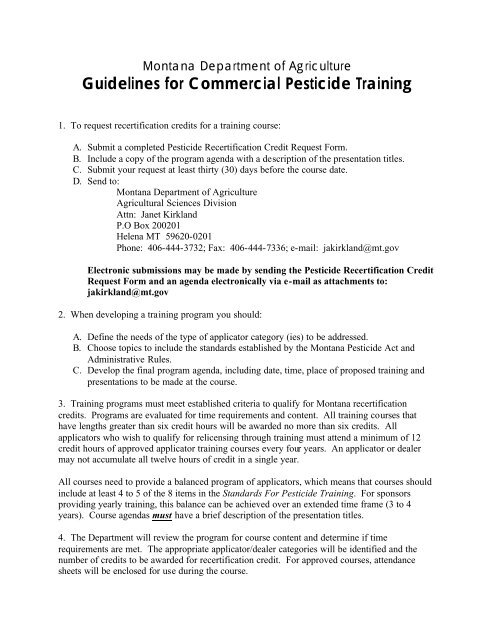 Guidelines for Commercial Pesticide Training - Montana Department ...