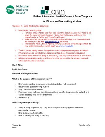 Template Patient Information Leaflet/Consent Form - Molecular ...