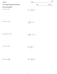 Algebra 1 - Two-Step Equations Practice