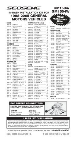 GM1504/ GM1504W 1982-2005 GENERAL ... - Scosche Industries