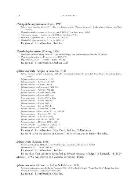 Annotated checklist of the polychaete species of the ... - Senckenberg