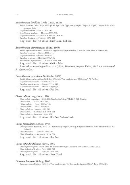 Annotated checklist of the polychaete species of the ... - Senckenberg