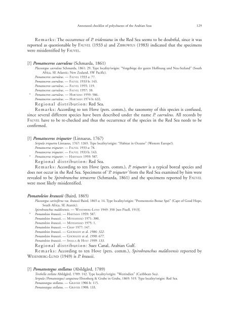 Annotated checklist of the polychaete species of the ... - Senckenberg