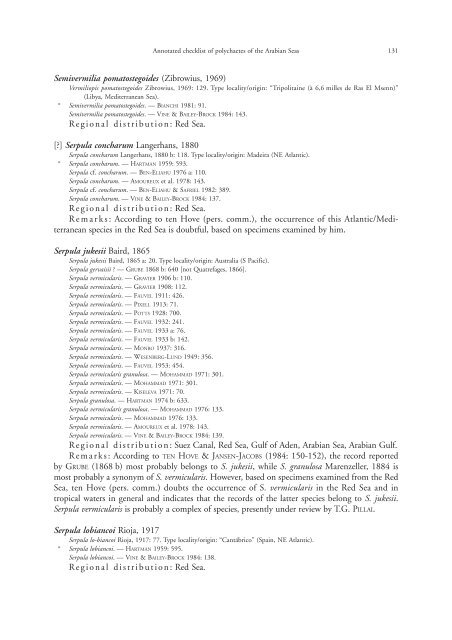 Annotated checklist of the polychaete species of the ... - Senckenberg