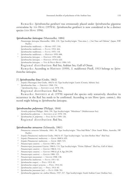 Annotated checklist of the polychaete species of the ... - Senckenberg