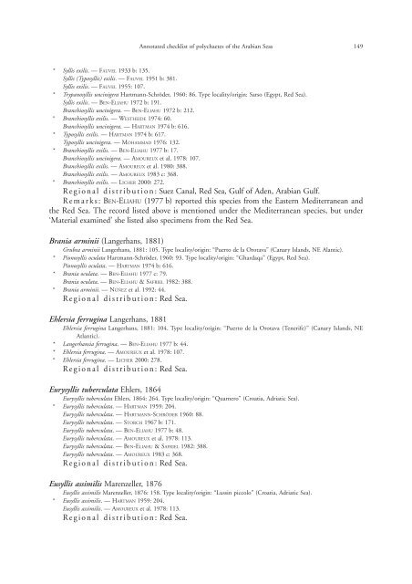 Annotated checklist of the polychaete species of the ... - Senckenberg