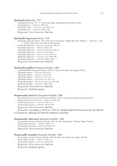 Annotated checklist of the polychaete species of the ... - Senckenberg