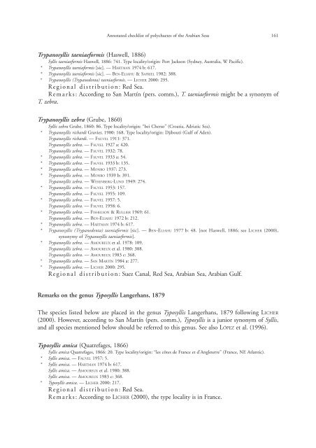 Annotated checklist of the polychaete species of the ... - Senckenberg