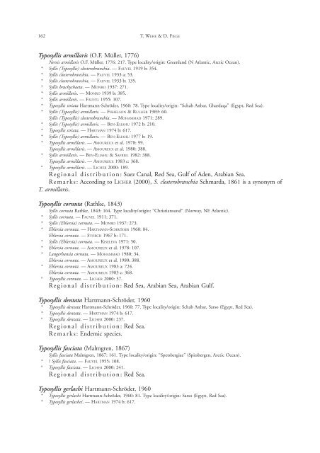 Annotated checklist of the polychaete species of the ... - Senckenberg