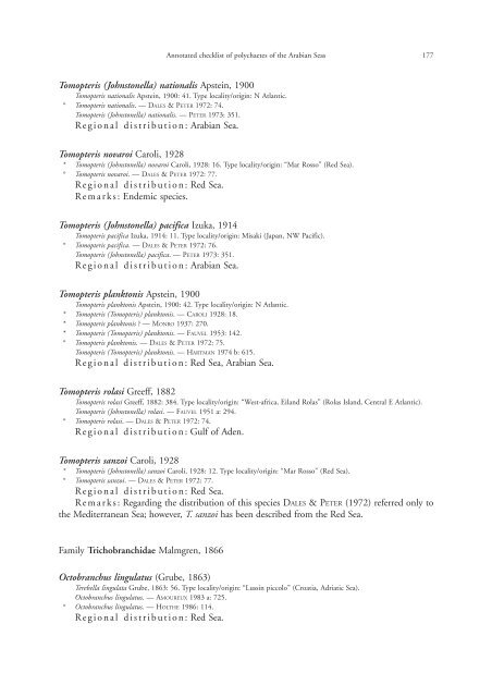 Annotated checklist of the polychaete species of the ... - Senckenberg