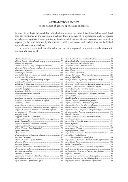 Annotated checklist of the polychaete species of the ... - Senckenberg