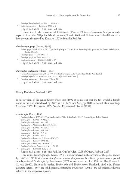 Annotated checklist of the polychaete species of the ... - Senckenberg