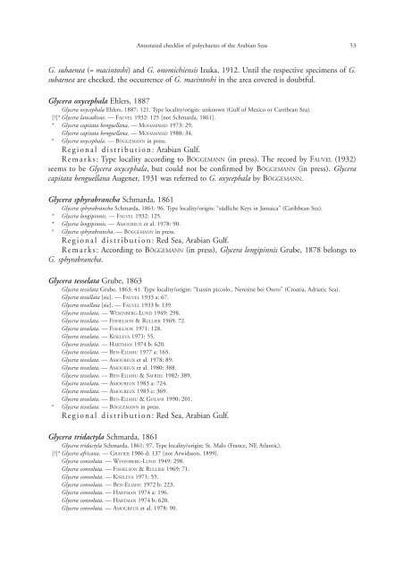 Annotated checklist of the polychaete species of the ... - Senckenberg