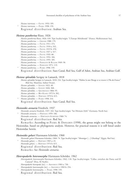 Annotated checklist of the polychaete species of the ... - Senckenberg