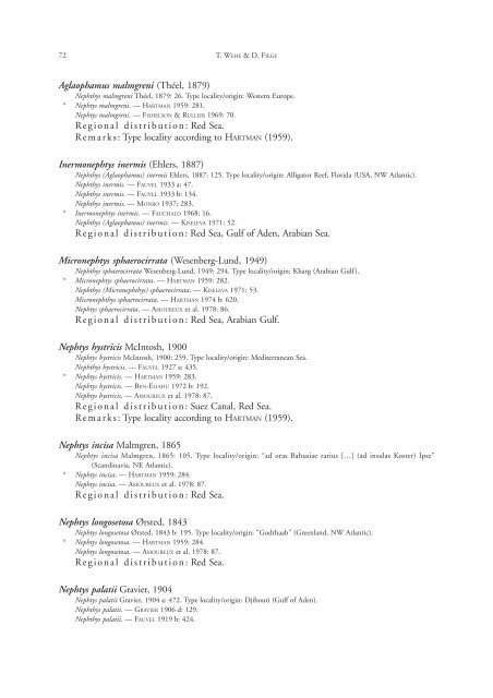 Annotated checklist of the polychaete species of the ... - Senckenberg