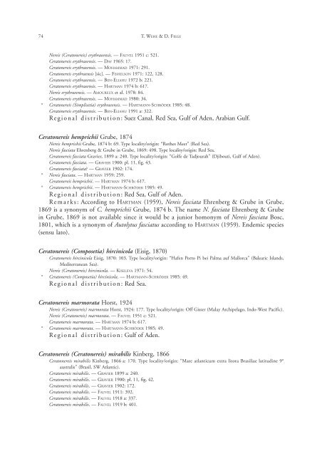 Annotated checklist of the polychaete species of the ... - Senckenberg