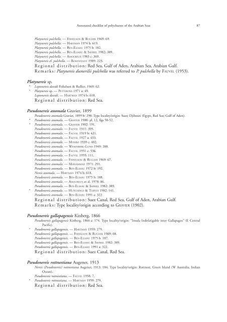 Annotated checklist of the polychaete species of the ... - Senckenberg