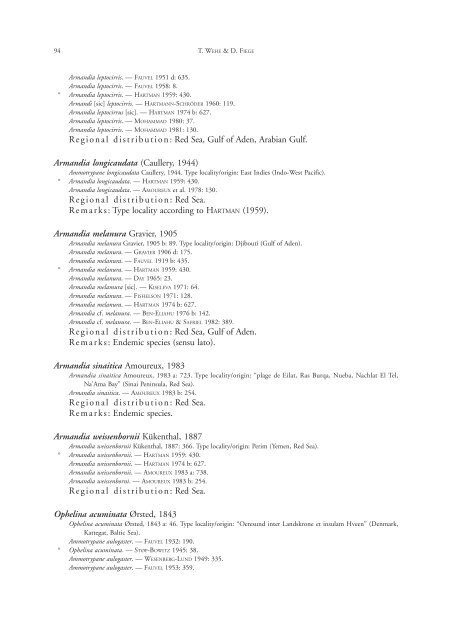 Annotated checklist of the polychaete species of the ... - Senckenberg