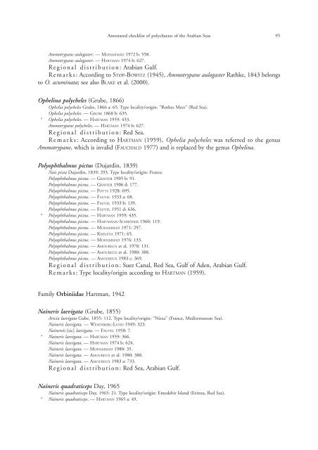 Annotated checklist of the polychaete species of the ... - Senckenberg