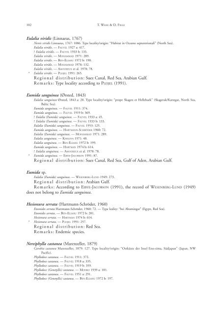 Annotated checklist of the polychaete species of the ... - Senckenberg