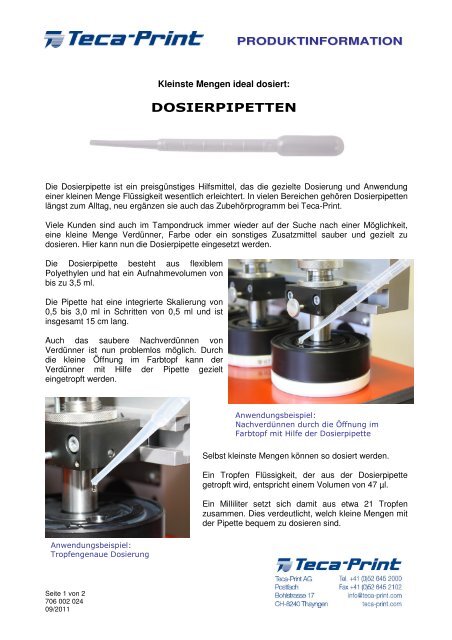 Dosierpipette - Teca-Print  AG