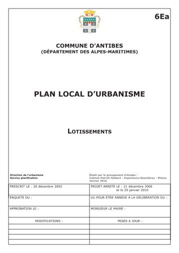 PLAN LOCAL D'URBANISME 6Ea - Antibes Juan-les-Pins